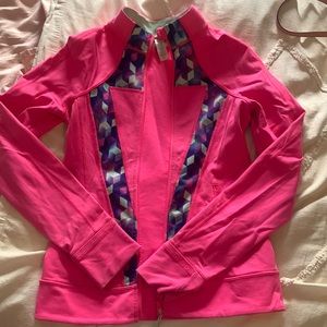 Ivivva girls size 14 hot pink zip up (FITS AS WOMEN'S SMALL) in great condition